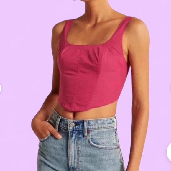 Abercrombie & Fitch Tops - Abercrombie & Fitch Pink Crop Corset Bustier Style Tank Top Small